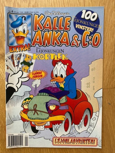 KALLE ANKA nr 4 1995, HELT NY, OLÄST, PLATT, MYCKET FINT SKICK