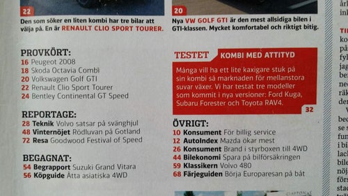 Vi bilägare nr 8 2013: VW Golf GTI, Peugeot 2008, Renault Clio Sport Tourer TCE