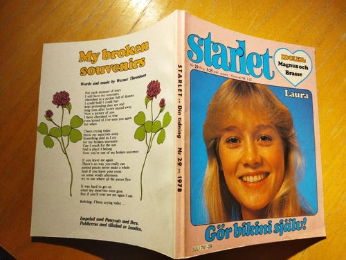 Starlet 1978 nr 29 Omslagsbild Laure, idoler Magnus och Brasse Paul Paljett. VG+