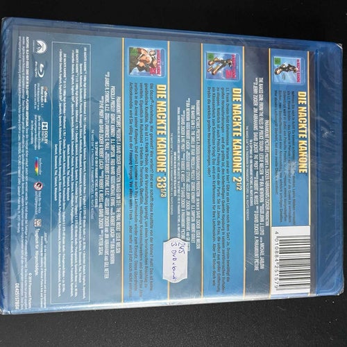 DIE NACKTE KANONE 1-3. BLU-RAY 3-DISC BOX. TYSK UTGÅVA, SVENSK TEXT. INPLASTAD