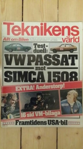 Teknikens Värld 12 1976: VW Passat LS, Simca 1508 S, Fiat Abarth 131 Rally, R14