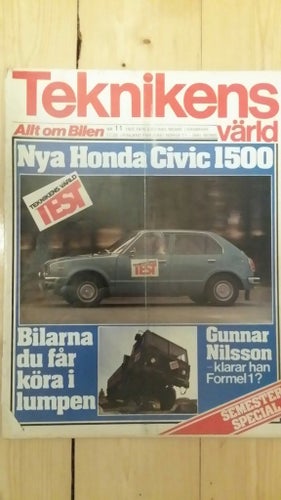 Teknikens Värld nr 11 1976: Honda Civic, Terrängbil 11, 903 Valpen, Volvo 343