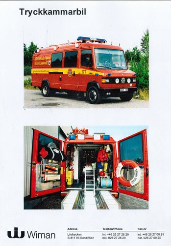 Produktblad Tryckkammarbil brandfordon