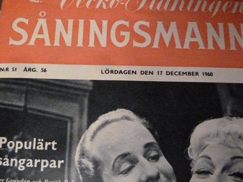 VECKO TIDNINGEN SÅNINGSMANNEN, POPULÄRT SÅNGARPAR, SVEN EDVIN SALJE