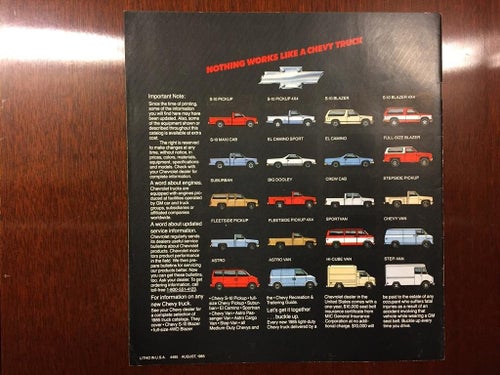 Försäljningsbroschyr Chevrolet Trucks 1985