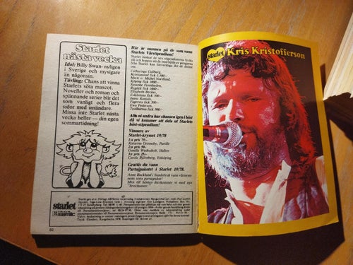 Starlet 1978 nr 32 Omslagsbild Barbro Tom Robinson, Kris Kristofferson. Lässkick