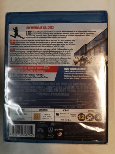 Blu-ray Mission Impossible Fallout Tom Cruise Svensk text INPLASTAD