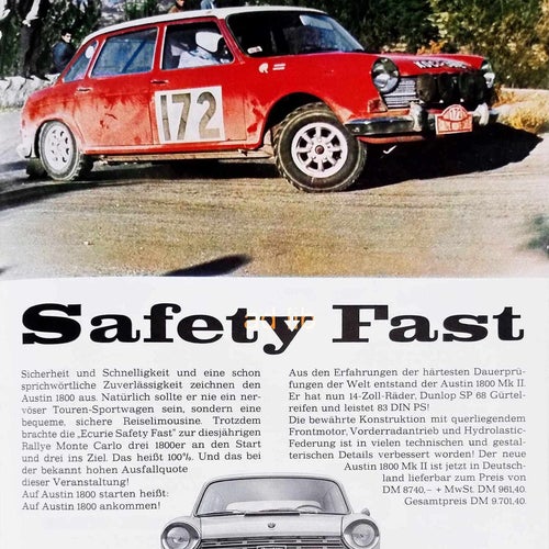 AUSTIN 1800 - SAFETY FAST, STOR REKLAMANNONS 1968