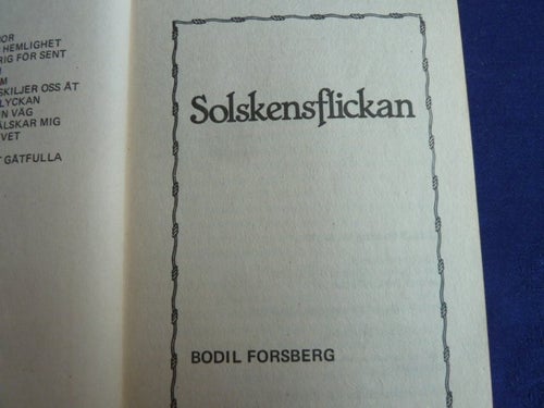 SOLSKENSFLICKAN, B. FORSBERG, 1983, BÖCKER