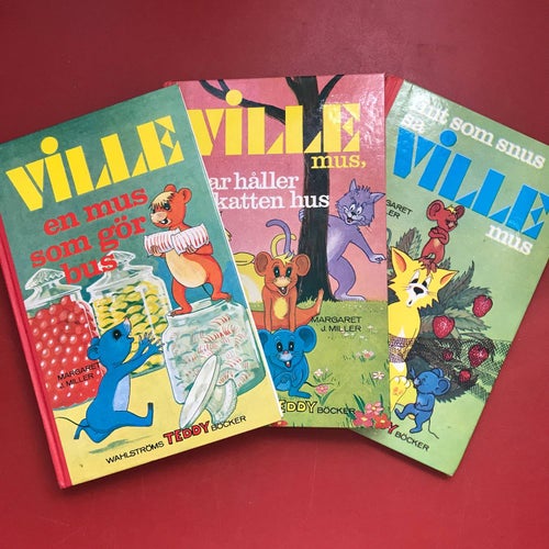 3 TEDDY böcker med VILLE MUS Margaret J. Miller 1971-74