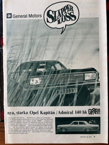Annons: Opel Kapitän / Admiral från 1965