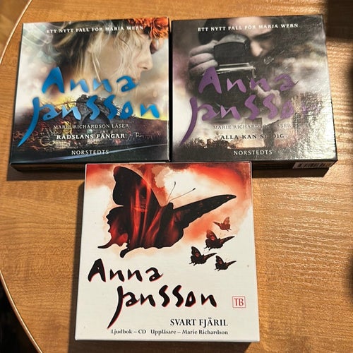 3 st Anna Jansson Ljudböcker - Rädslans Fångar, Alla Kan Se Dig, Svart Fjäril