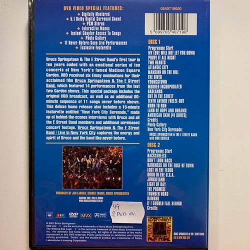 BRUCE SPRINGSTEEN & THE E STREET BAND. LIVE IN NEW YORK CITY. DVD MUSIK