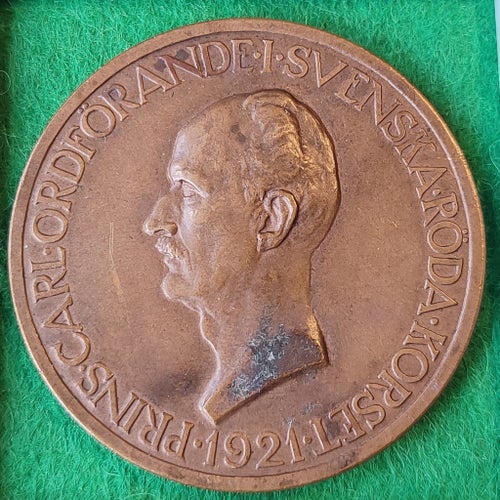 Medalj Prins Carl Ordförande Svenska Röda Korset 1921