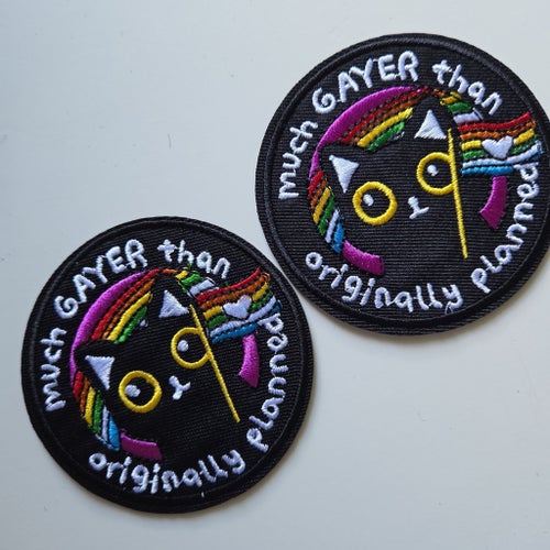2st Svart tygmärke katt strykapå laglapp patch