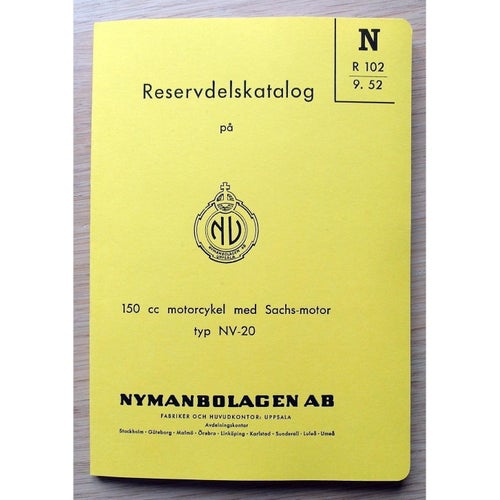 Reservdelskatalog NV 20 150cc motorcykel med SACHS motor