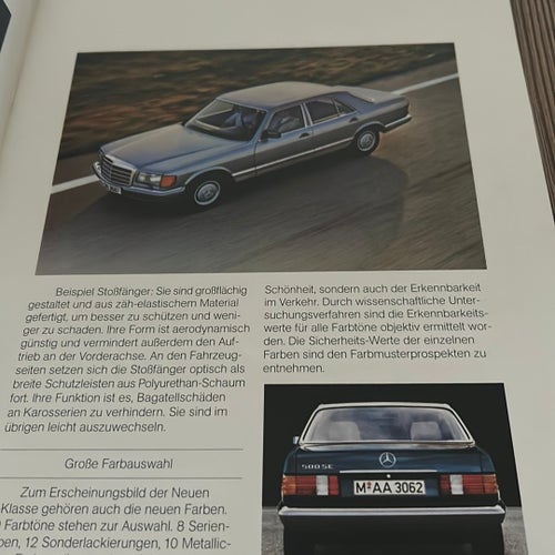 Mercedes-Benz 380 SE, 380 SEL, 500 SE, 500 SEL broschyr