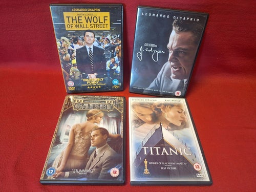 DI CAPRIO - THE WOLF OF WALL STREET / J. EDGAR / GATSBY / TITANIC PAKET DVD