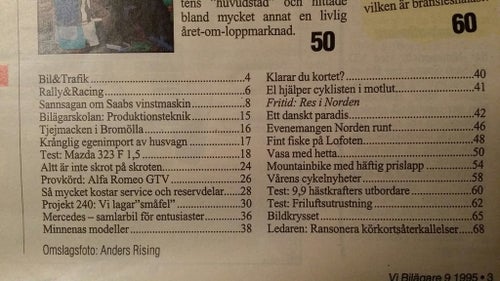 Vi bilägare nr 9 1995: Saab 900 Cab, Mazda 323 F 1,5 Alfa Romeo GTV 2,0 TS 16V