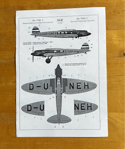 Heinkel He 70G-1 - ICM, i skala 1/72