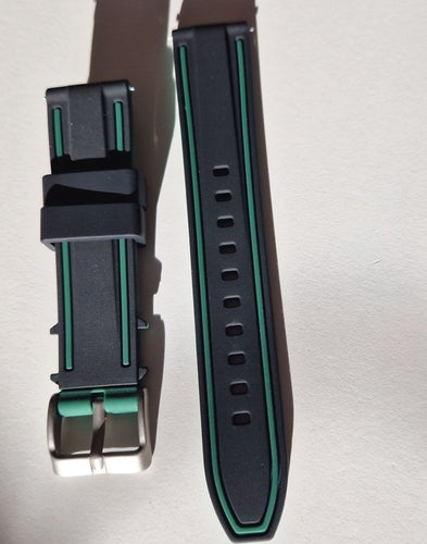 22mm Gummi klockarmband svar/grönt