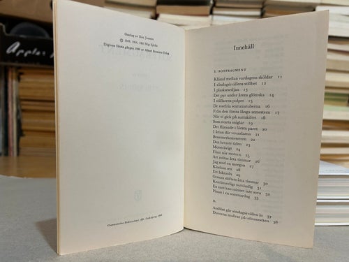 Sotfragment av Stig Sjödin, bok, Very good plus