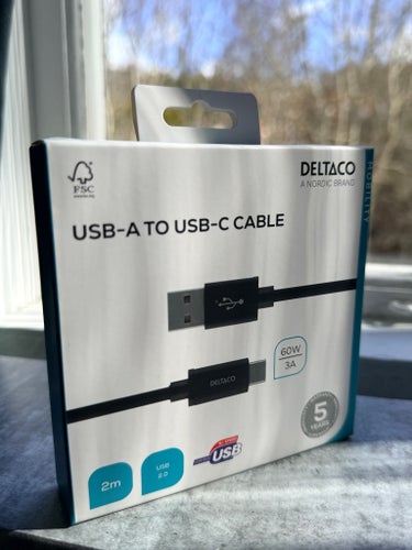 DELTACO USB-A till USB-C-kabel 2m