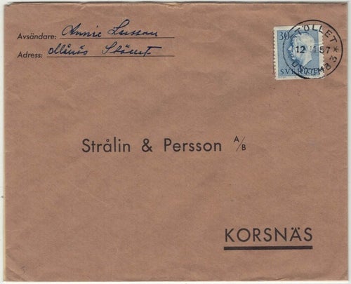 Stöllet POB 3 (Månås) NSt 62 på brev 12.11.57