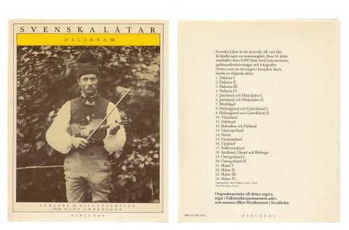 Svenska Låtar Dalarna III och IV av Nils och Olof Andersson, 1972