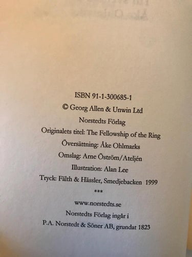 SAGAN OM RINGEN JRR Tolkien 1999