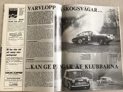 MOTORSPORT NR 11 1968 FERRARI SVART DAG,RALLY STRIBERGSRUNDAN,SAAB