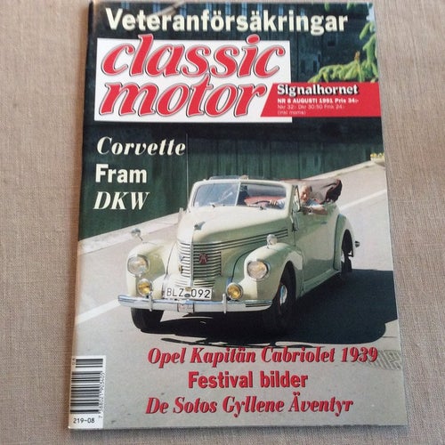Classic Motor nr 8 1991 Corvette,Fram,DKW,Opel kapitän, Desoto