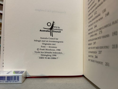 Fyrtio-sjutton av Frank Moorhouse. Bok. Very Fine plus