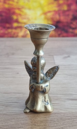 Vintage skyddsängel miniatyr ljusstake i mässing
