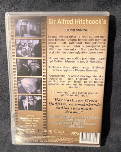 Blackmail, Hitchcock - DVD - Region 2 (Svensk utgåva)