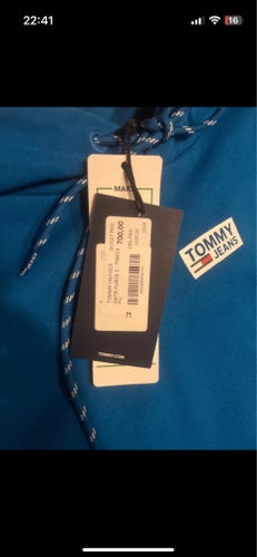 Tommy Jeans blå hoodie, storlek M