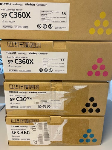 Ricoh SP C360X Toner – Gul, Magenta, Svart, Cyan