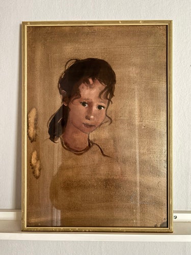 Rolf Bruhn originalmålning 1964 "Flickporträtt" 51x37 cm