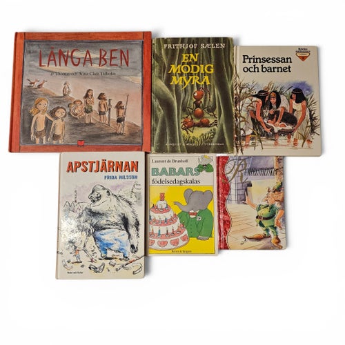 Barnböcker paket – Babar, Långa Ben, Apstjärnan m.fl. (6 st)