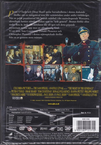 DVD / Generalernas Natt / Donald Pleasence, Omar Sharif / Ny & Inplastad