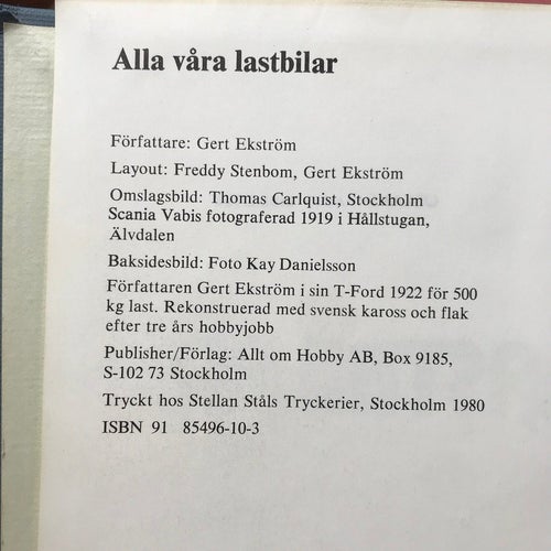 ALLA VÅRA LASTBILAR Gert Ekström 1980