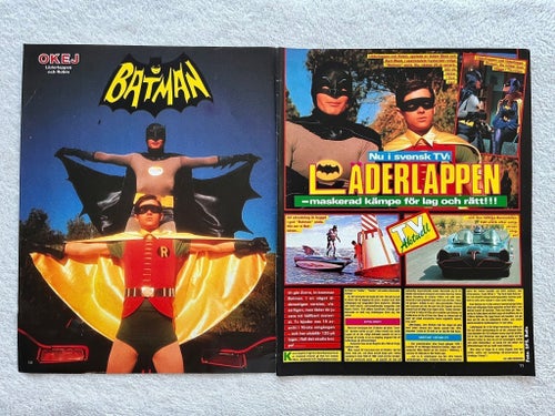 Batman Läderlappen 1960-tal reportage poster tidningen Okej 1980-tal
