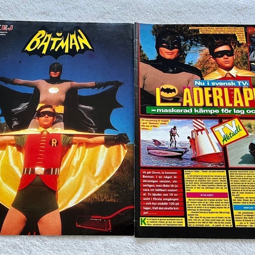 Batman Läderlappen 1960-tal reportage poster tidningen Okej 1980-tal