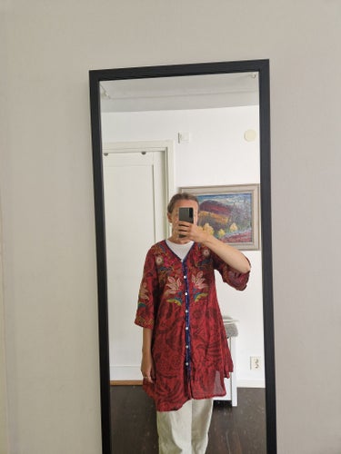 Gudrun Sjödén röd tunika, storlek S
