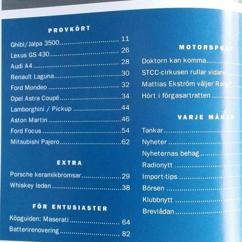 Automobil nr 12 2000: Aston Martin Vanquish, Mitsubishi Pajero, guide Maserati