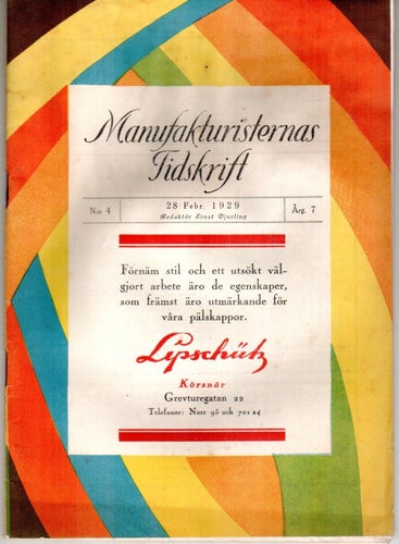 Manufakturisternas Tidskrift, Nr 4 28 februari 1929 reklam tidning lanthandel