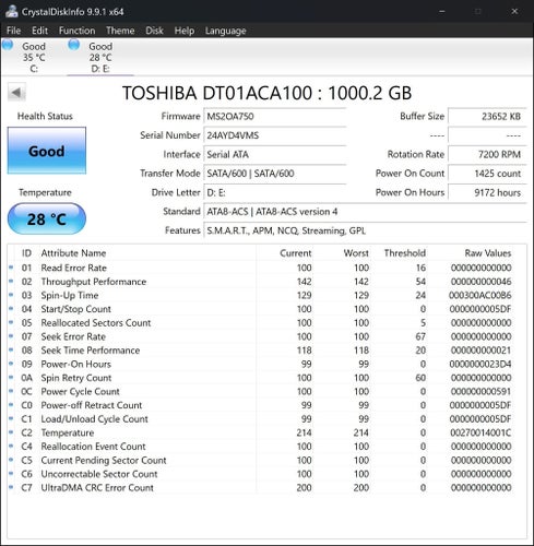 Toshiba DT01ACA100 1TB Hårddisk