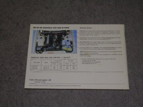 VOLVO DIESEL - årsmodell 1984 - instruktionsbok