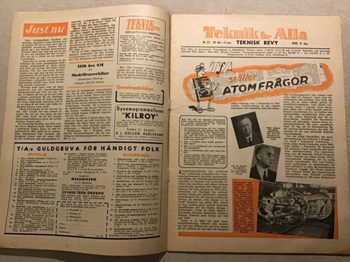 TEKNIK FÖR ALLA NR 22 1950 ATOMFORSKNING,LINKÖPING REGEMENTE,ESSO,AVESTA ROSTFRI
