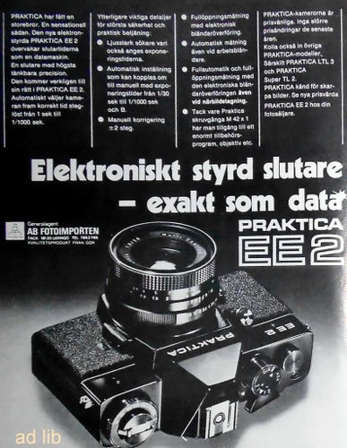 PRAKTICA EE2 - AB FOTOIMPORTEN, TIDNINGSANNONS 1978